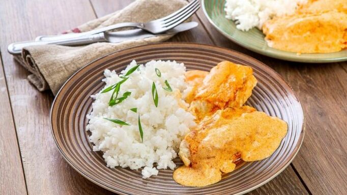 For lunch, owners of the third blood group can prepare rice cod